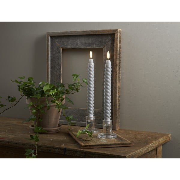 Set od 2 sive voštane LED svijeće Star Trading Flamme Swirl Antique, visina 25 cm-image-4