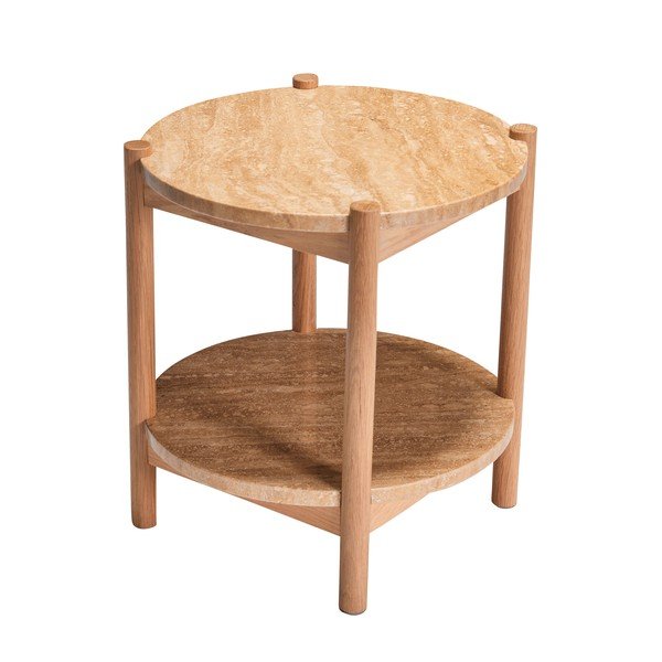 Okrugao pomoćni stol s kamenom pločom stola ø 43 cm Trava – Hübsch-image-2