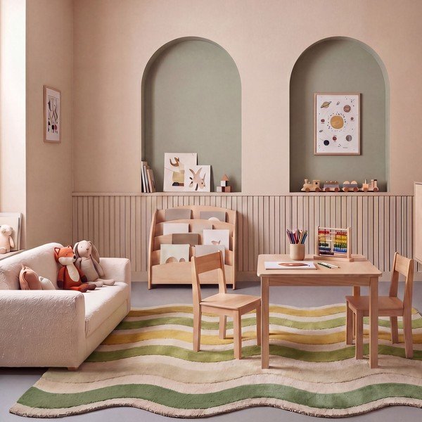 Zeleni/u prirodnoj boji ručno rađen vunen tepih 140x200 cm Cascade Wool – Flair Rugs-image-2
