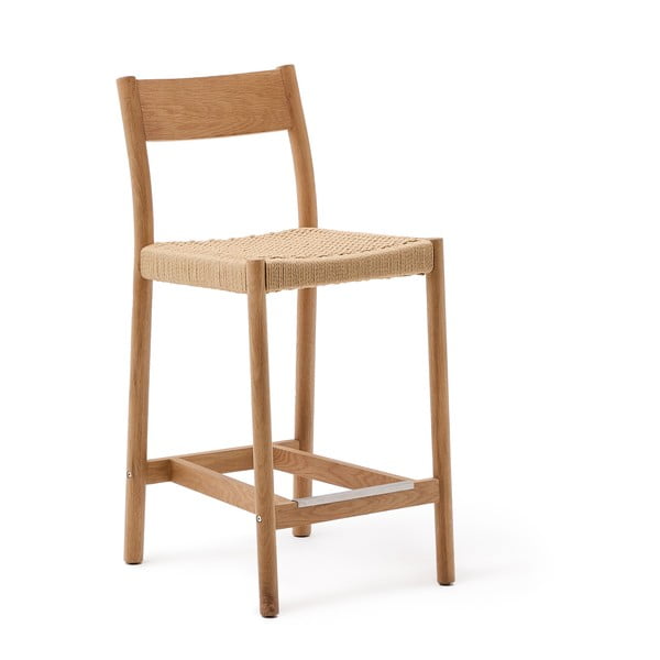 Barska stolica od punog hrasta u prirodnoj boji (visine sjedala 65 cm) Yalia – Kave Home