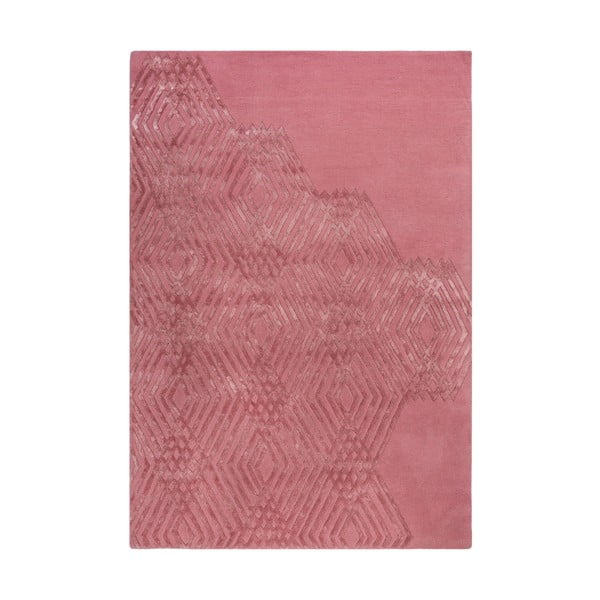 Ružičasti vuneni tepih Flair Rugs Diamonds, 160 x 230 cm