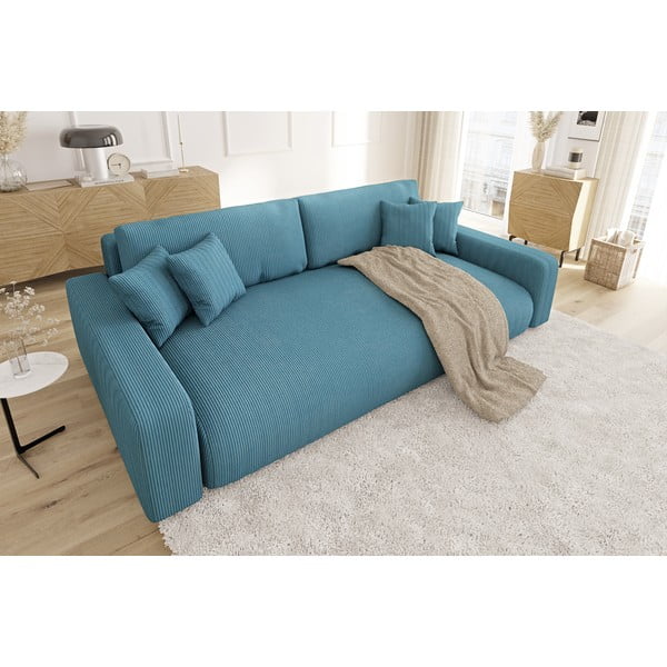 Tirkizna sklopiva/s prostorom za odlaganje sofa od samta 234 cm Sara – Ropez-image-3