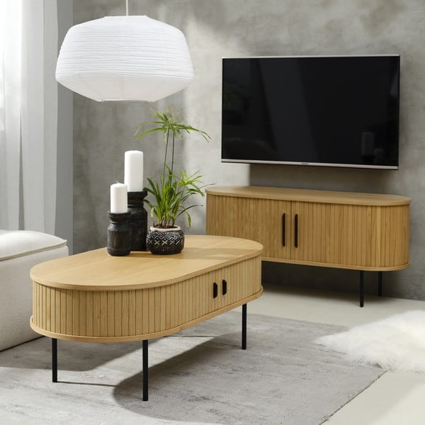 Stolić u dekoru hrasta u prirodnoj boji 60x120 cm Nola - Unique Furniture-image-1