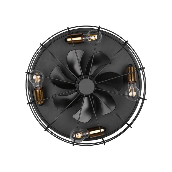 Mat crna stropna svjetiljka s daljinskim upravljačem/s ventilatorom Trondheim – Trio-image-3