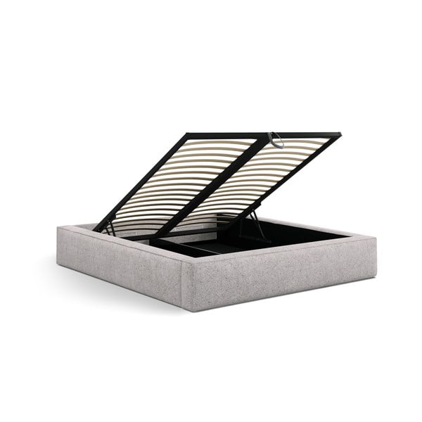 Bež tapecirani bračni krevet s prostorom za odlaganje s podnicom 160x200 cm Simon Darren – Micadoni -image-4