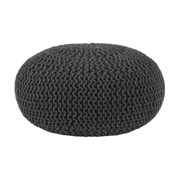 Crni pleteni podni jastuk za sjedenje LABEL51 Knitted, ⌀ 70 cm