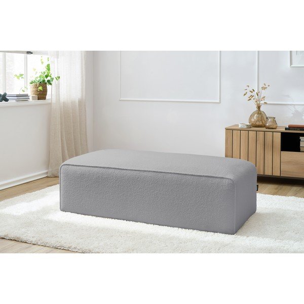 Svijetlo sivi modularni tabure od bouclé tkanine Megeve – Bobochic Paris-image-1