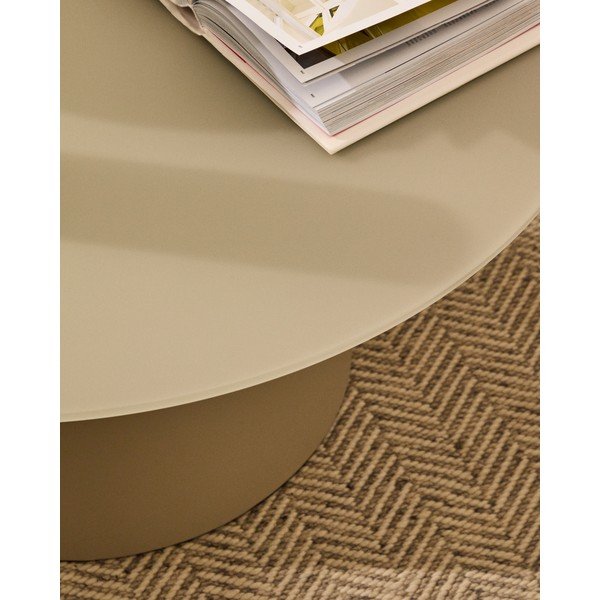 Svijetlo sivi okrugao stolić za kavu sa staklenom pločom stola ø 80 cm Wilshire – Kave Home-image-4