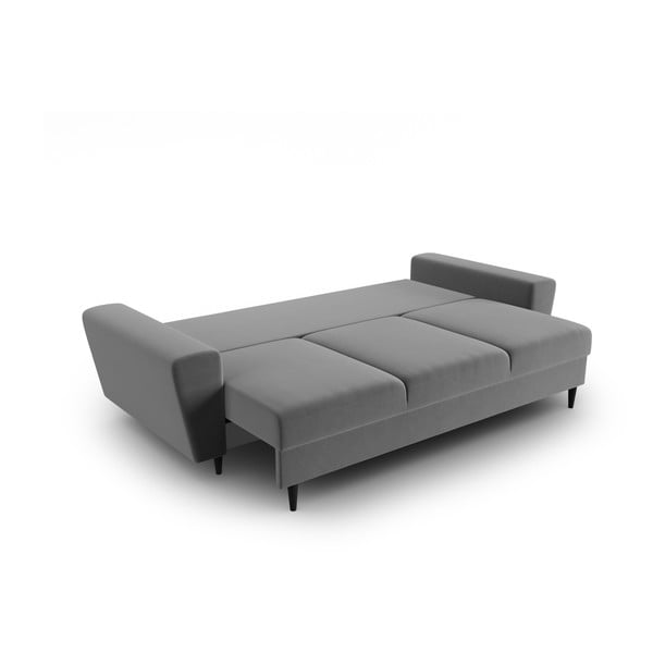 Svijetlo siva baršunasti sklopiva/s prostorom za odlaganje sofa 235 cm Kyoto – Cosmopolitan Design-image-2