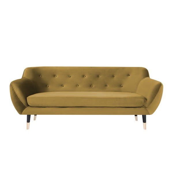 Senf žuta sofa s crnim nogama Mazzini Sofas Amelie, 188 cm