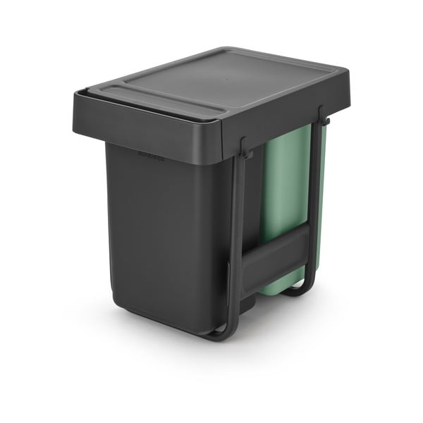 Mentol zelena/tamno siva plastična kanta za smeće za odvojeni otpad/ugradbena 30 l Sort&Go – Brabantia-image-3