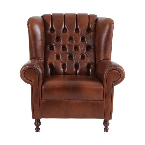 Smeđa kožna fotelja Max Winzer Vary-image-1