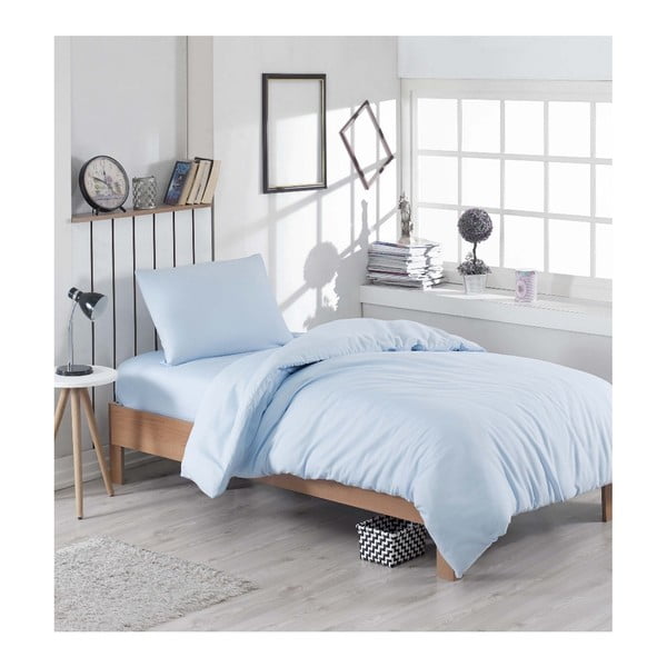 Posteljina s plahtama za krevet za jednu osobu Heavenly Blue, 160 x 220 cm