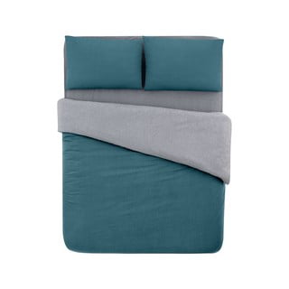 Pamučna posteljina za krevet za jednu osobu/s produženom plahtoms posteljinom u petrolej boji/siva 160x220 cm - Mila Home