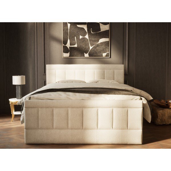Bež boxspring krevet s prostorom za odlaganje 160x200 cm Caya – Maison de Rêve-image-4