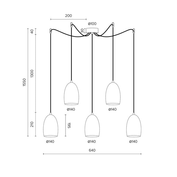 Petodijelna viseća lampa zlatne boje Sotto Luce UME , ⌀ 14 cm-image-2