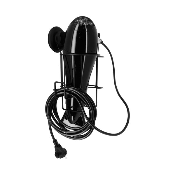 Crni zidni nosač za sušilo za kosu Compactor Bestlock-image-1