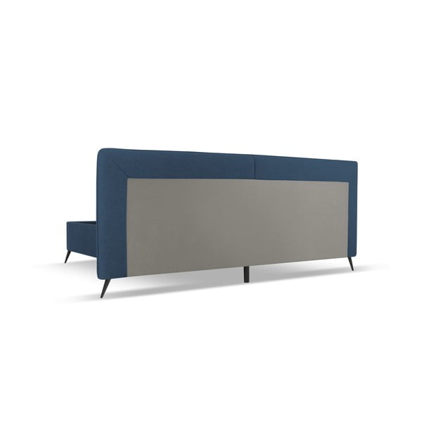 Tamno plavi tapecirani bračni krevet s prostorom za pohranu s podnicom 160x200 cm Walter – Milo Casa-image-3