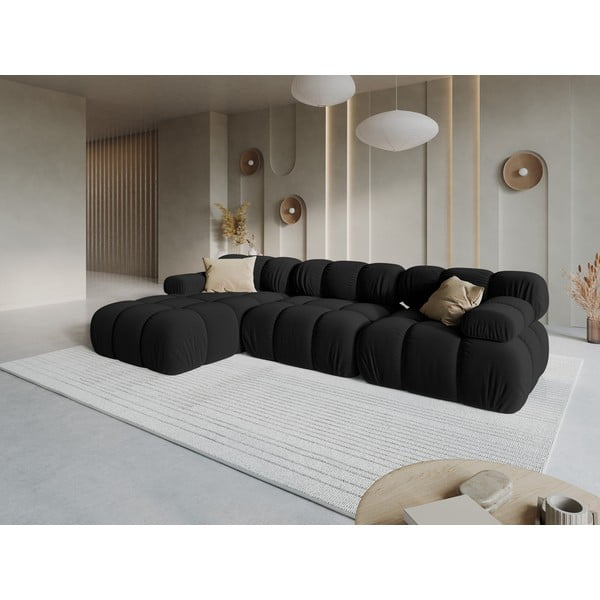 Crna baršunasta sofa 285 cm Bellis – Micadoni Home-image-1
