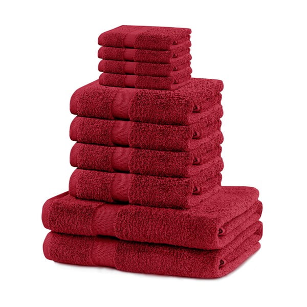 Crveni pamučni set ručnika 10 kom od frotira Marina – Restilo