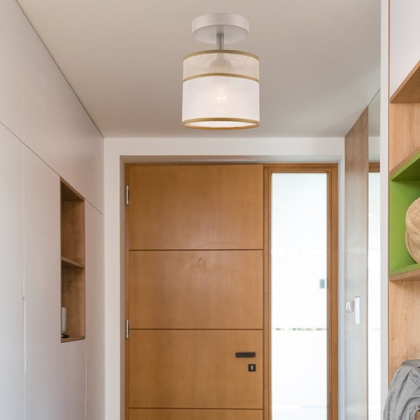 Svjetlo smeđa stropna svjetiljka s tekstilnim sjenilom ø 16 cm Andrea – LAMKUR-image-2