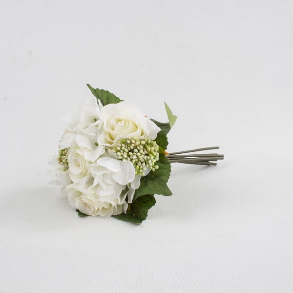 Umjetna dekoracija u obliku buketa ruža s hortenzijama Dakls White Lady