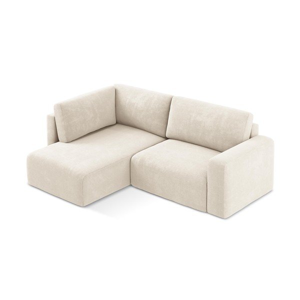 Krem sklopiva/s prostorom za odlaganje kutna garnitura od šenila (s lijevim kutom/u obliku slova L) Kona – Makamii-image-3