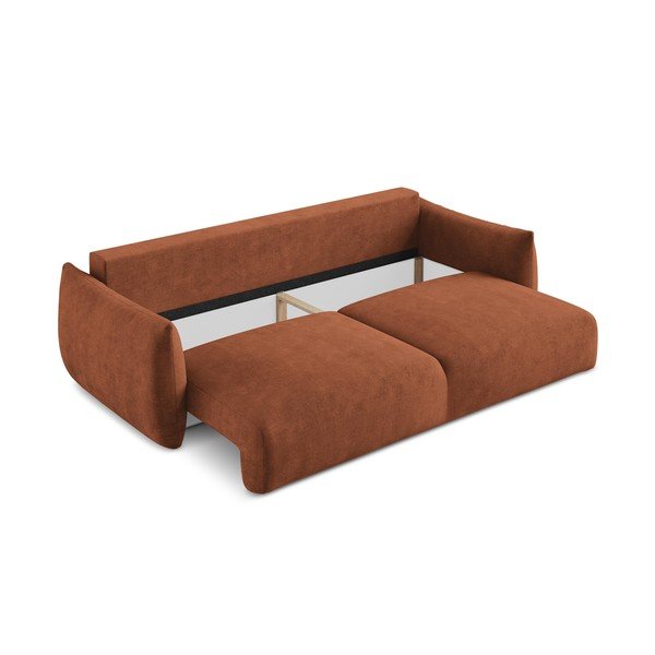 Sklopiva sofa od šenila boja terakote 230 cm Leila – Makamii-image-4