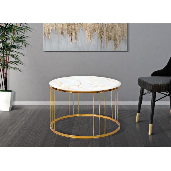 Stolić za kavu zlatne boje Mauro Ferretti Simple Paris, ⌀ 70 cm-image-1