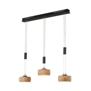 Crna/u prirodnoj boji LED viseća svjetiljka s mogućnosti zatamnjivanja s drvenim sjenilom Shine-wood – Fischer & Honsel