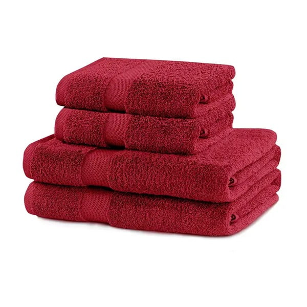 Crveni pamučni set ručnika 4 kom od frotira Marina – DecoKing