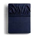 Tamno plava plahta s gumom od jeseya 140x200 cm Amber – Restilo