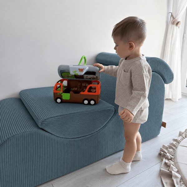 Tirkizna dječja fotelja od samta Wave – Meowbaby-image-1