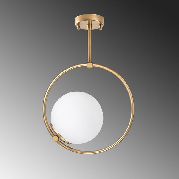 Bijela/mjedena stropna svjetiljka sa staklenim sjenilom 39x26 cm Dolunay – Opviq lights-image-4