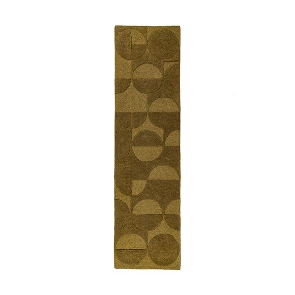 Tamno zelena ručno rađena vunena staza 60x230 cm Gigi – Flair Rugs