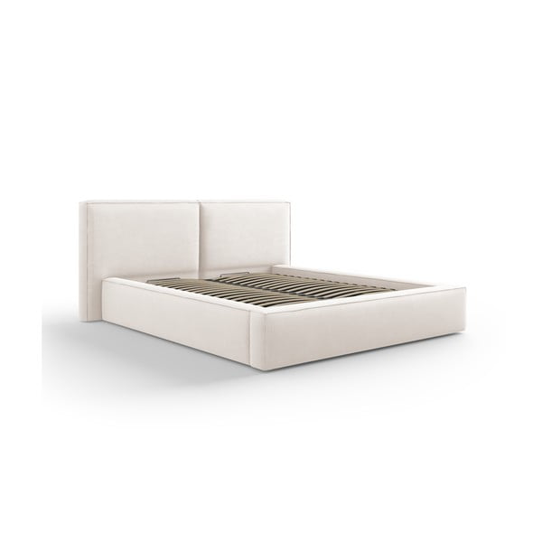 Bež tapecirani bračni krevet s prostorom za pohranu s podnicom 160x200 cm Arendal – Cosmopolitan Design