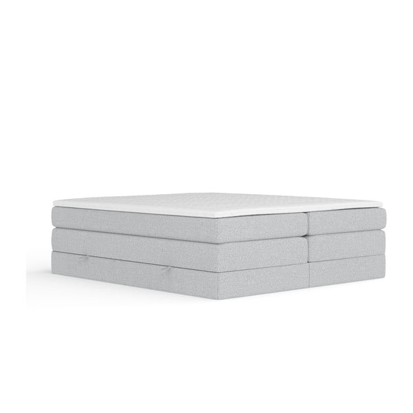 Svijetlo sivi boxspring krevet s prostorom za odlaganje/bez uzglavlja 160x200 cm Juniper – Maison de Rêve