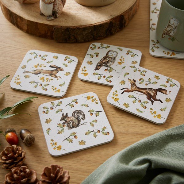 Smeđe-sivi podmetači za čaše u setu 4 kom od pluta Forest Fable – Cooksmart ®-image-1