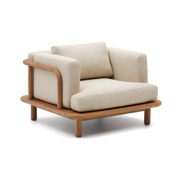 Bež/u prirodnoj boji vrtna fotelja od masivnog drveta Turqueta – Kave Home