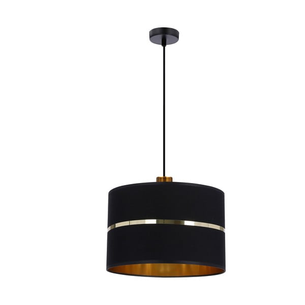 Crna viseća svjetiljka s tekstilnim sjenilom ø 30 cm Assam – Candellux Lighting