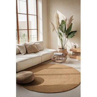 Obostrani okrugli tepih od jute u prirodnoj boji ø 140 cm Braided Gold – Hanse Home