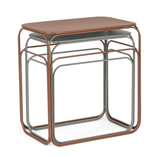 Sivi/boje terakote metalni pomoćni stolovi u setu 2 kom 36x56 cm Clarity – Bizzotto-image-1