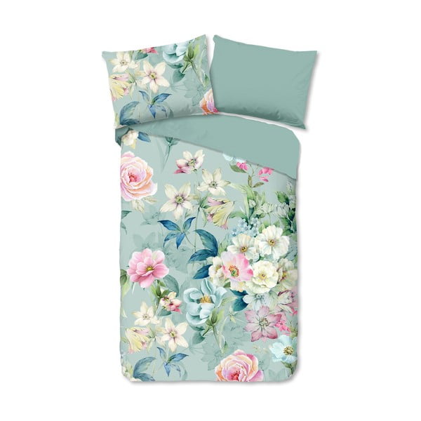 Pamučna posteljina za jedan krevet u zeleno-mentol boji 140x200 cm - Good Morning