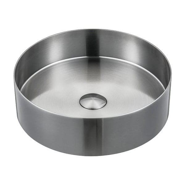 Okrugao umivaonik od nehrđajućeg čelika u srebrnoj boji ø 38 cm Aurum – Sapho