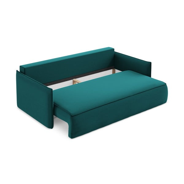 Tirkizna baršunasti sklopiva/s prostorom za odlaganje sofa 225 cm Hula – Makamii-image-3