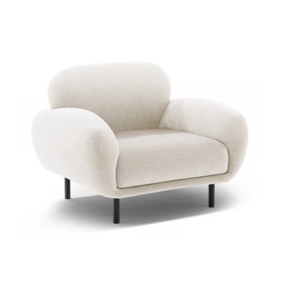 Bijela fotelja od bouclé tkanine Poppy – Micadoni 