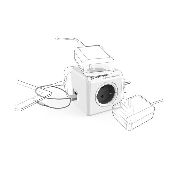 Razdjelnik utičnica 12 cm PowerCube Original USB – Cubenest-image-2