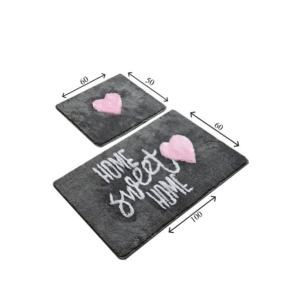 Set od 2 sive pravokutne kupaonske prostirke Foutastic Home-image-2
