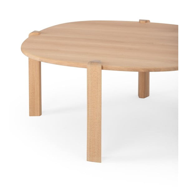 Okrugao stolić za kavu od punog hrasta u prirodnoj boji ø 100 cm Kulin – Gazzda-image-4