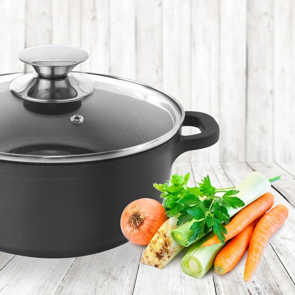 Lonac s neprijanjajućom površinom Pfluon Granit sa staklenim poklopcem Orion Grande, ⌀ 20 cm-image-1